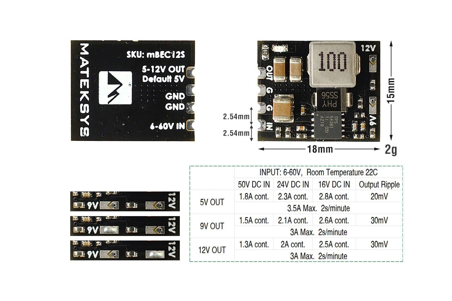 MATEK MICRO BEC 6-60V TO 5V/9V/12V-ADJ