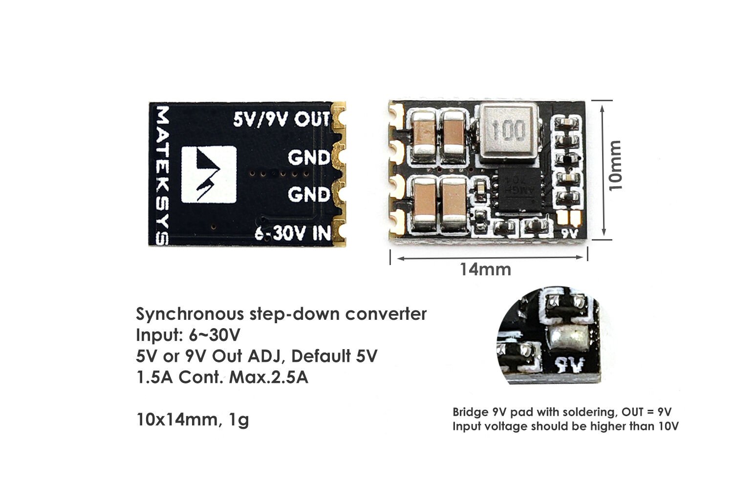 MATEK MICRO BEC 6-30V TO 5V/9V-ADJ