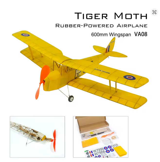 TIGER MOTH LASTİK MOTORLU AHŞAP KİT